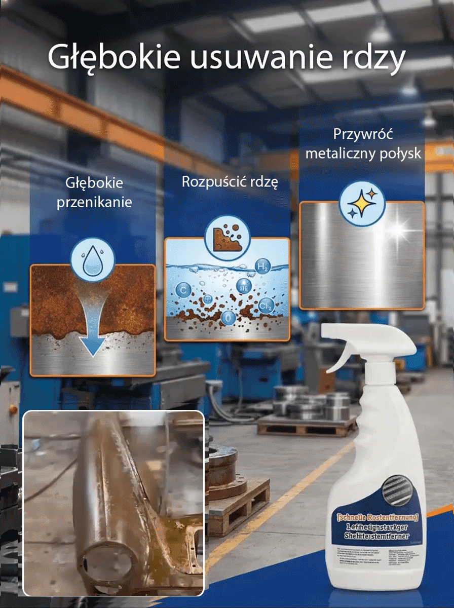 【Szybkie usuwanie rdzy】 Mocny środek antykorozyjny do stali 💪 – Bezpieczny, wydajny, ekologiczny. Odpowiedni do wszystkich powierzchni metalowych.