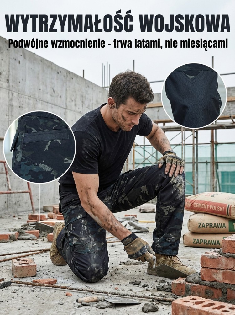 💪Wysokowydajne spodnie taktyczne, 🌧️wygodna, elastyczna i wodoodporna konstrukcja, która sprawdzi się w zmieniających się warunkach