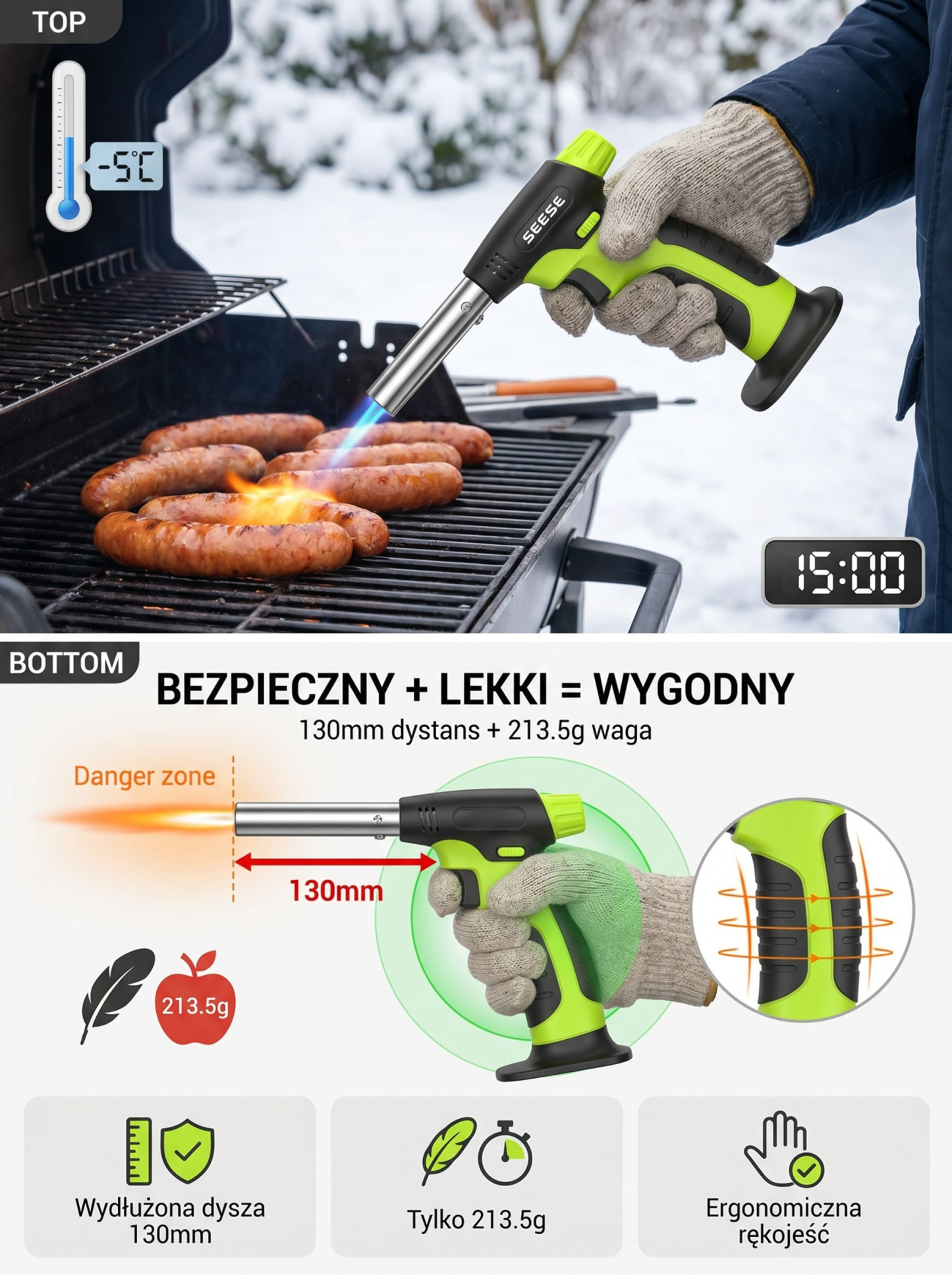 Niemiecki Palnik Gazowy 1800°C | 100% Bezpieczny Zapłon Piezo 🔥