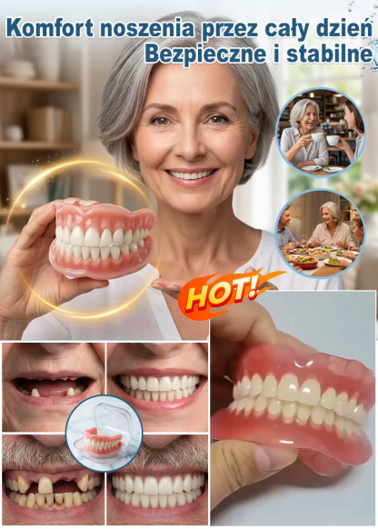【Z przenośnym etui】Wysokiej jakości protezy zębowe! Idealne dopasowanie – możliwe do stosowania nawet przy całkowitym braku uzębienia! Odpowiednie dla każdego!【Tylko przez ograniczony czas: Kup 1, a 1 dostaniesz gratis!】
