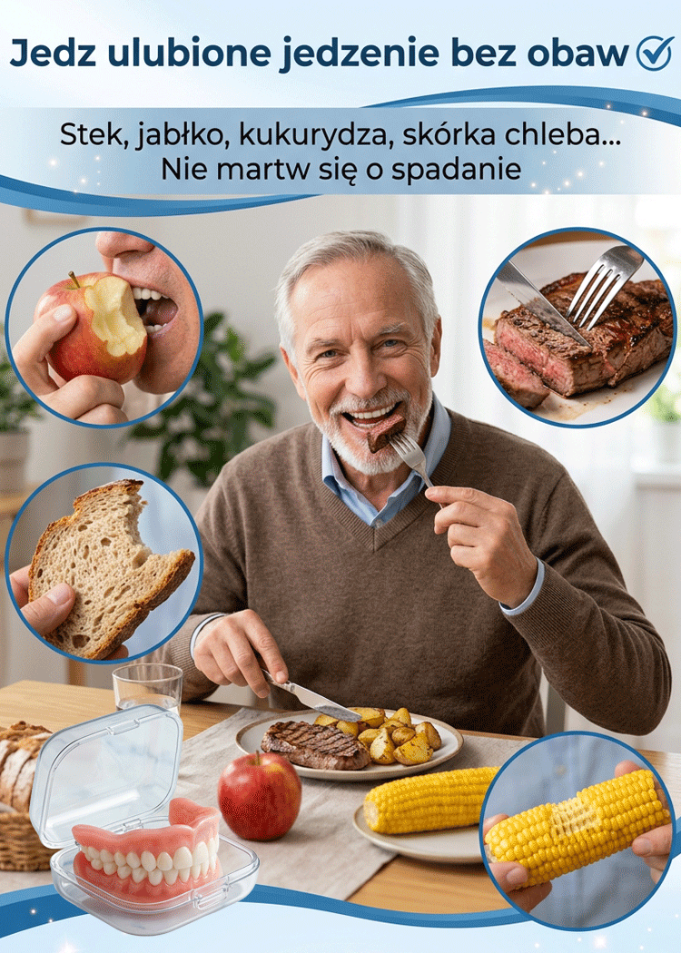 【Z przenośnym etui】Wysokiej jakości protezy zębowe! Idealne dopasowanie – możliwe do stosowania nawet przy całkowitym braku uzębienia! Odpowiednie dla każdego!【Tylko przez ograniczony czas: Kup 1, a 1 dostaniesz gratis!】
