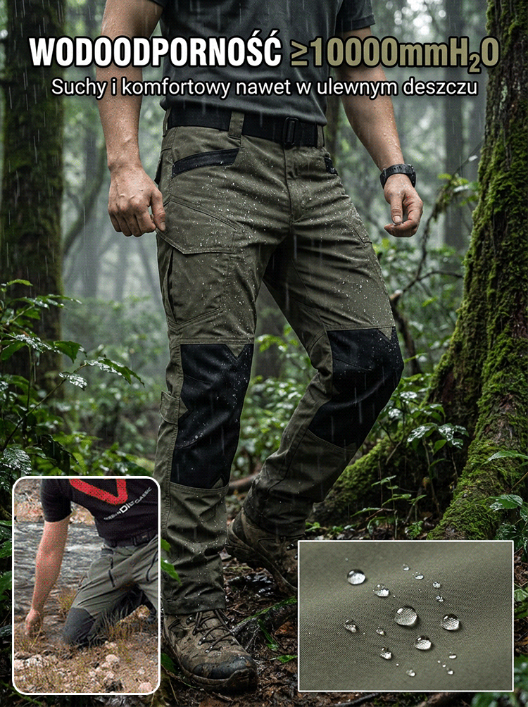 💪Wysokowydajne spodnie taktyczne, 🌧️wygodna, elastyczna i wodoodporna konstrukcja, która sprawdzi się w zmieniających się warunkach