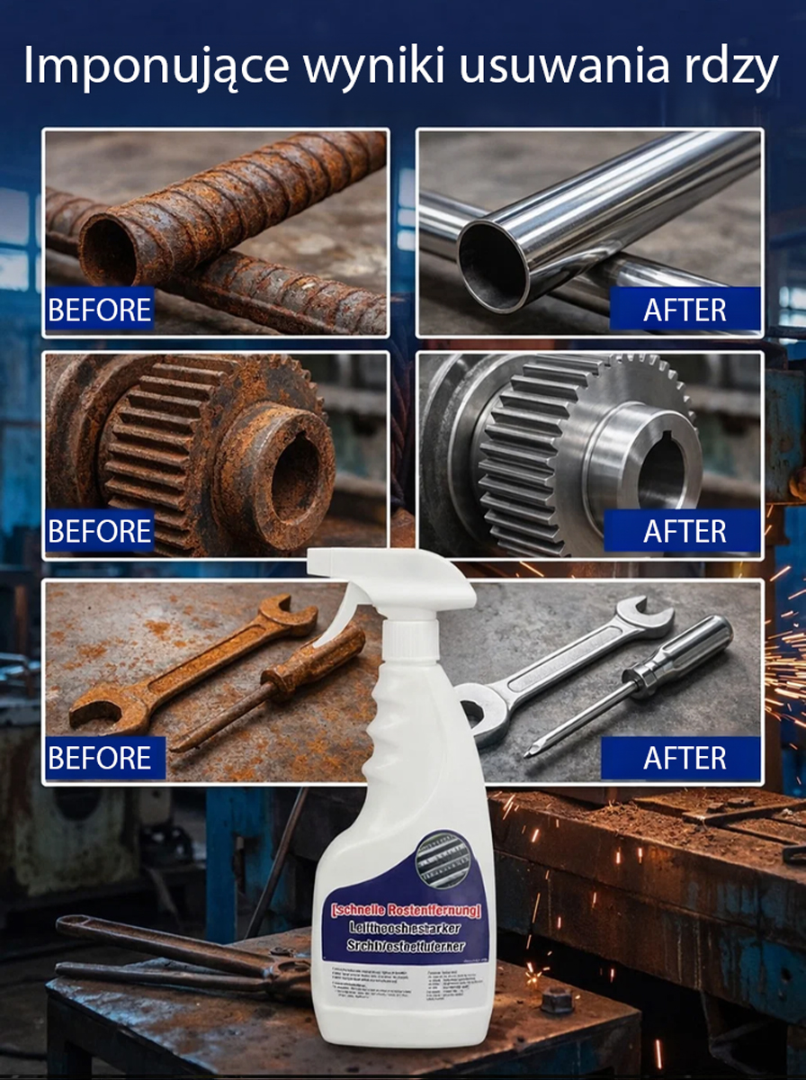 【Szybkie usuwanie rdzy】 Mocny środek antykorozyjny do stali 💪 – Bezpieczny, wydajny, ekologiczny. Odpowiedni do wszystkich powierzchni metalowych.