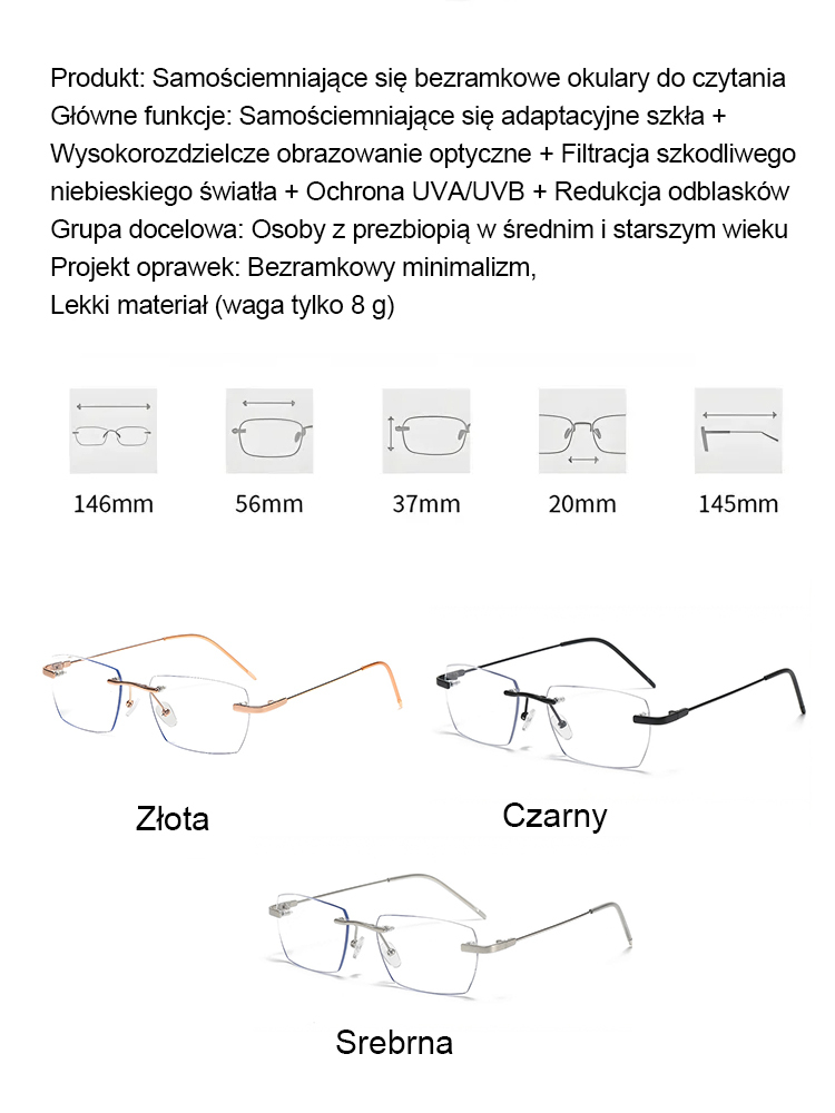 ✅Okulary do czytania + filtr antyniebieskawy + okulary przeciwsłoneczne) 3 w 1, zaoszczędzisz co najmniej 300 złotych! ✅