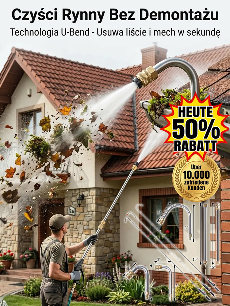 💧Za 10 sekund promění vaše stěny a stropy k nepoznání, nerezová čisticí hlava s 10násobným tlakem vody!