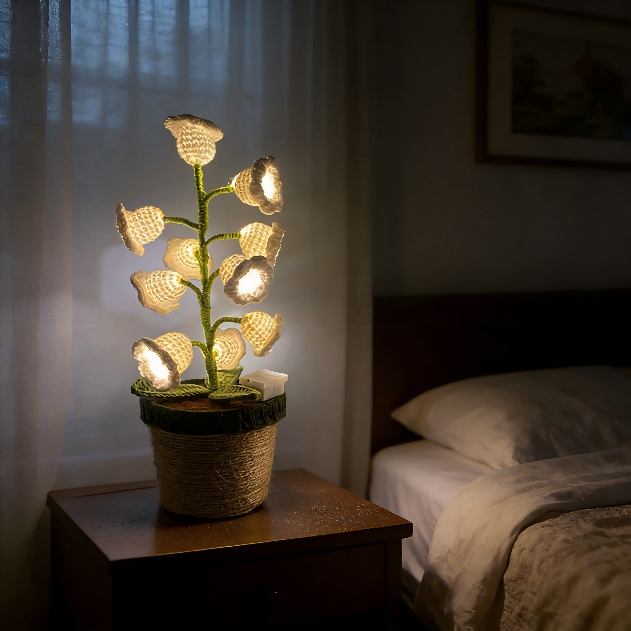 Handmade Crochet Lily of the Valley Night Lamp