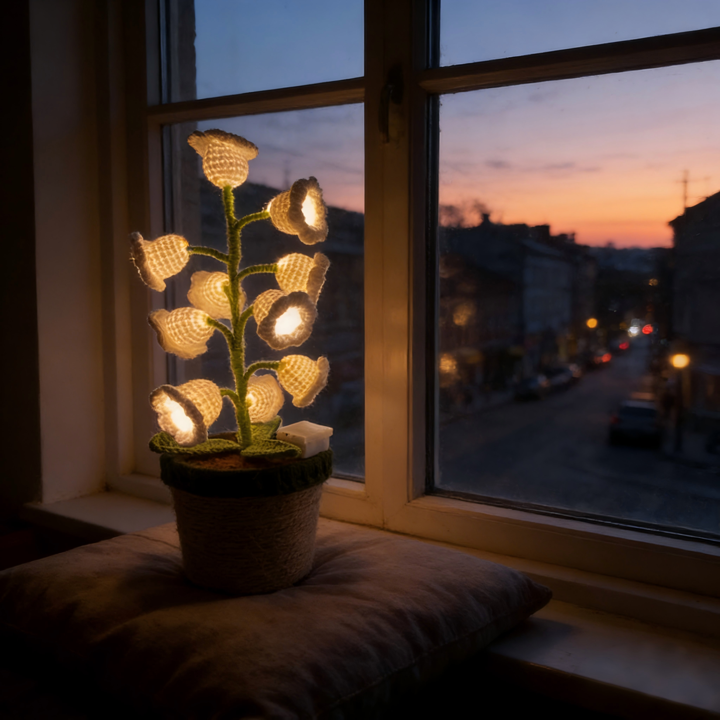 Handmade Crochet Lily of the Valley Night Lamp