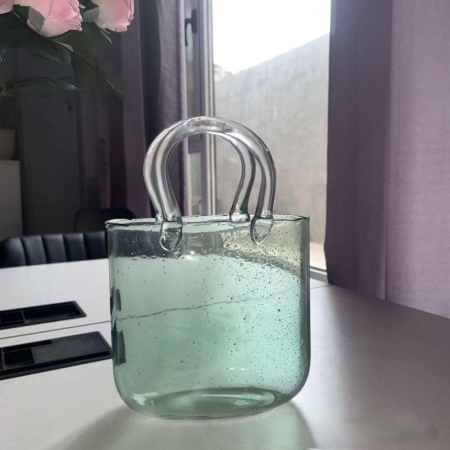 Glass Purse Vase for Flowers