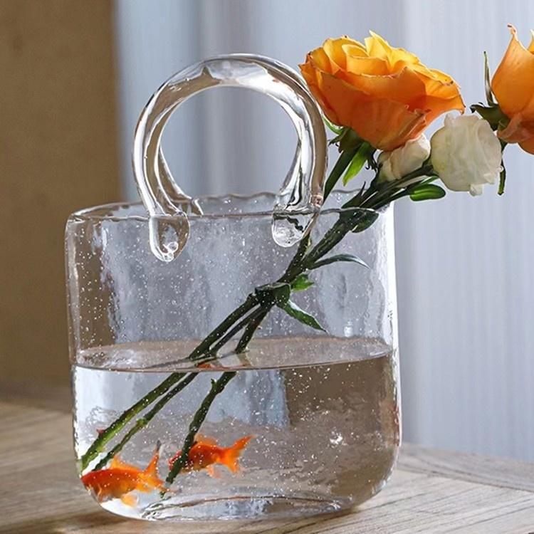 Glass Purse Vase for Flowers