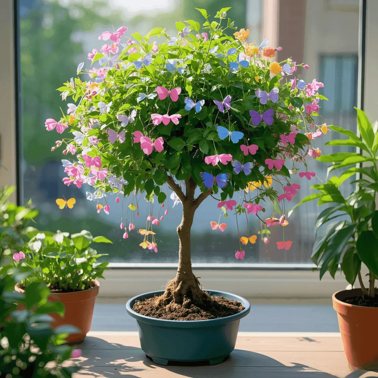 Golden-threaded hanging butterfly flower
