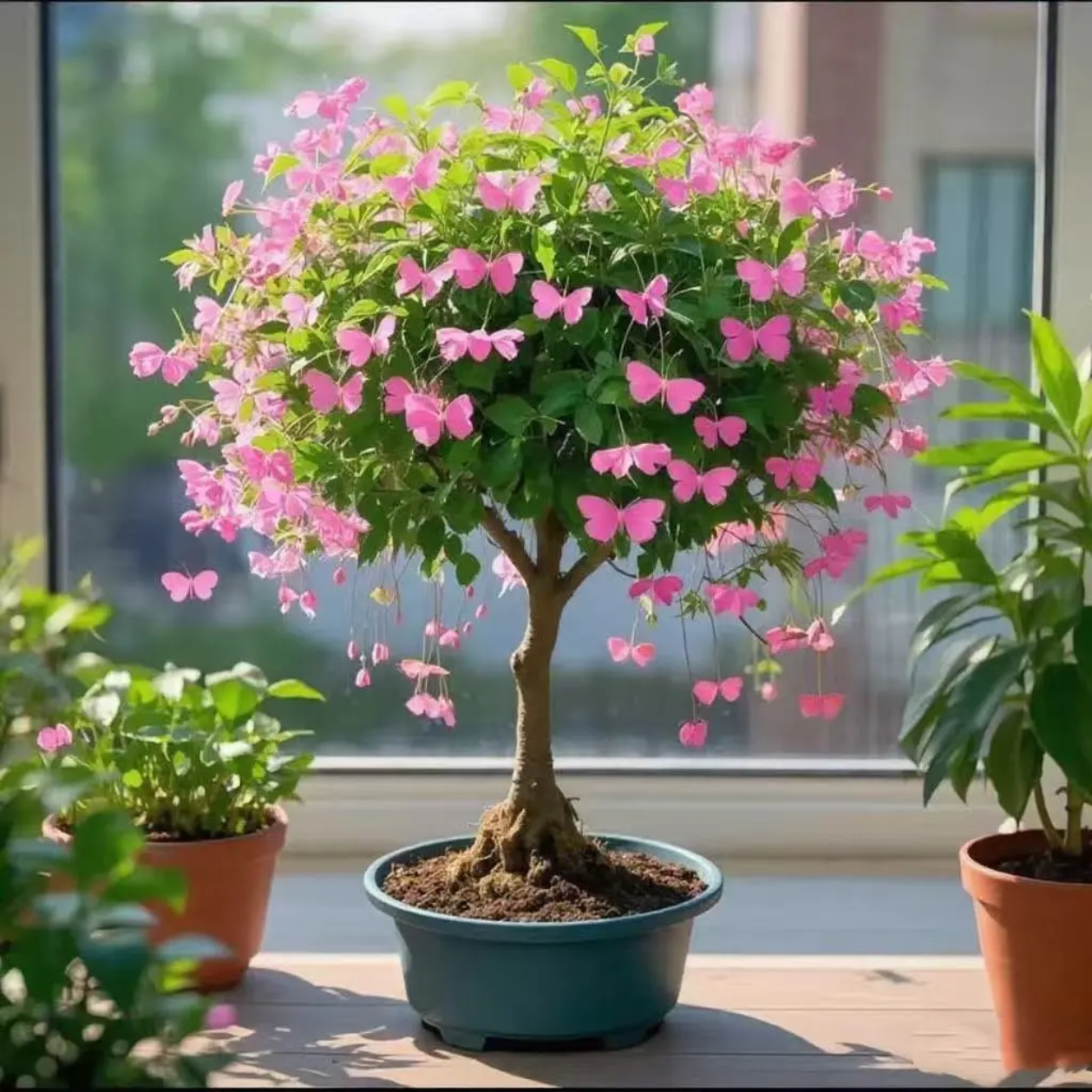 Golden-threaded hanging butterfly flower