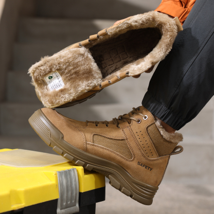 Brown summer breathable wear resistant steel toe safety shoes