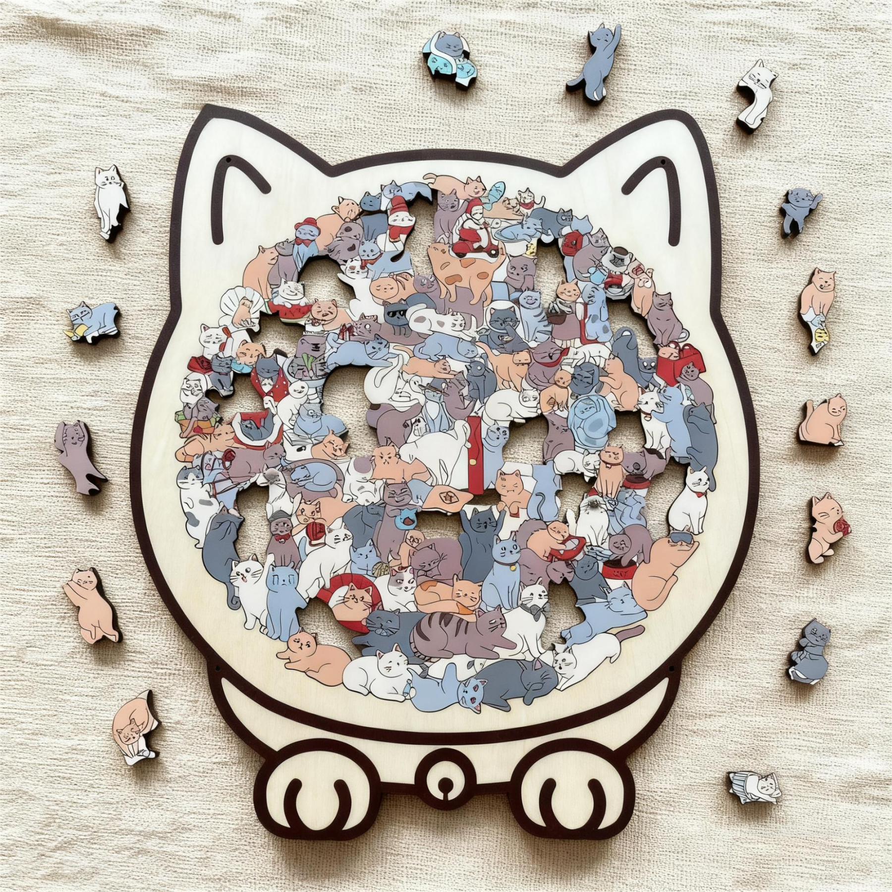 ⚡ Black Friday Flash Sale: 30% OFF Instantly 135-Piece Morandi-Colored Cat Shaped Wooden Jigsaw Puzzle