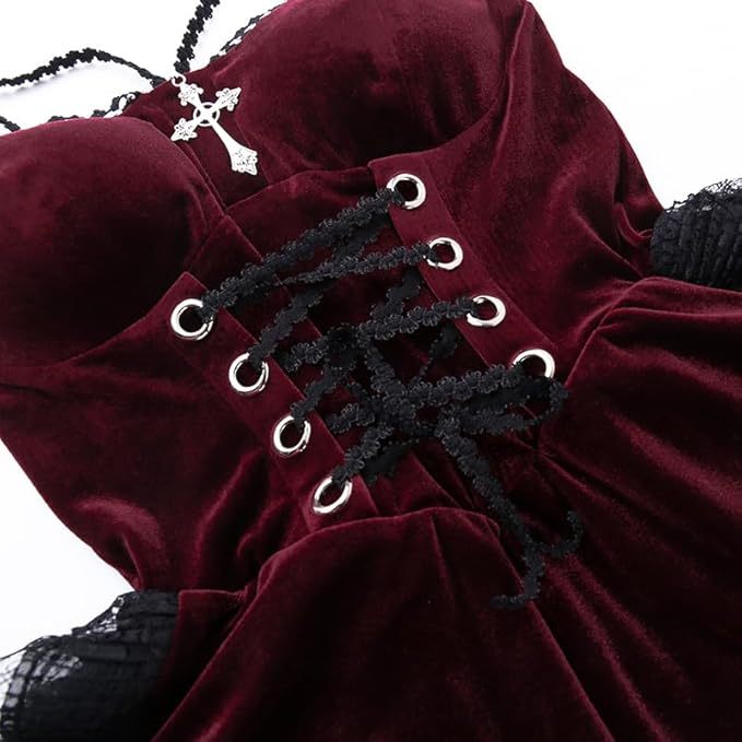 Womens Gothic Velvet Corset Dress