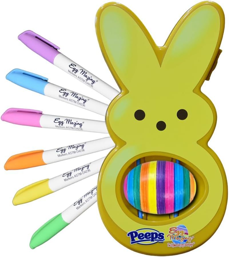 Eggmazing Peeps Bunny Egg Decorator - Mess Free Easter Egg Decorating Kit with 6 Quick-Dry Markers, Ages 3+