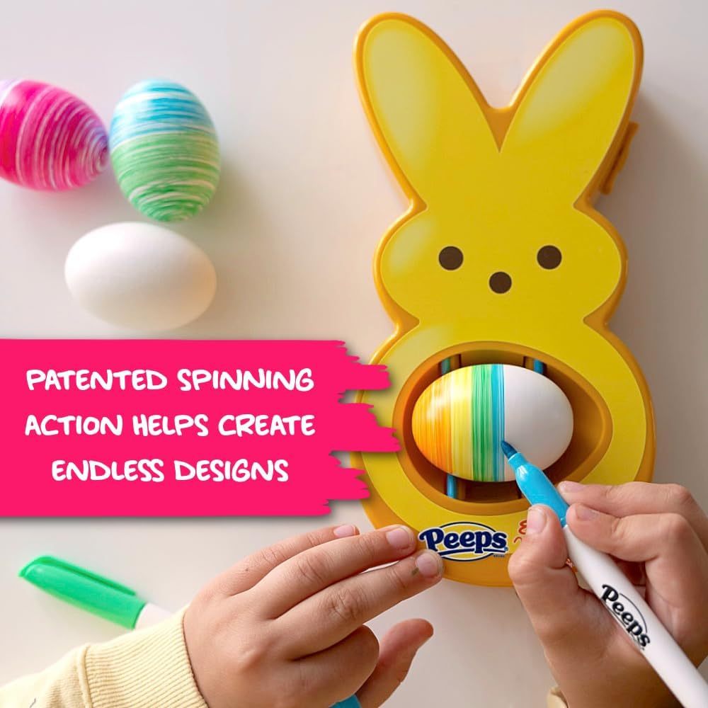 Eggmazing Peeps Bunny Egg Decorator - Mess Free Easter Egg Decorating Kit with 6 Quick-Dry Markers, Ages 3+