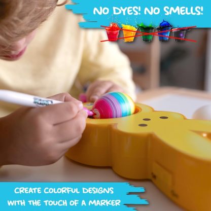 Eggmazing Peeps Bunny Egg Decorator - Mess Free Easter Egg Decorating Kit with 6 Quick-Dry Markers, Ages 3+