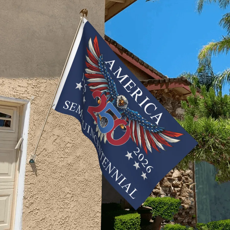 America 250th Anniversary Semiquincentennial Eagle Grommet Flag 1776-2026