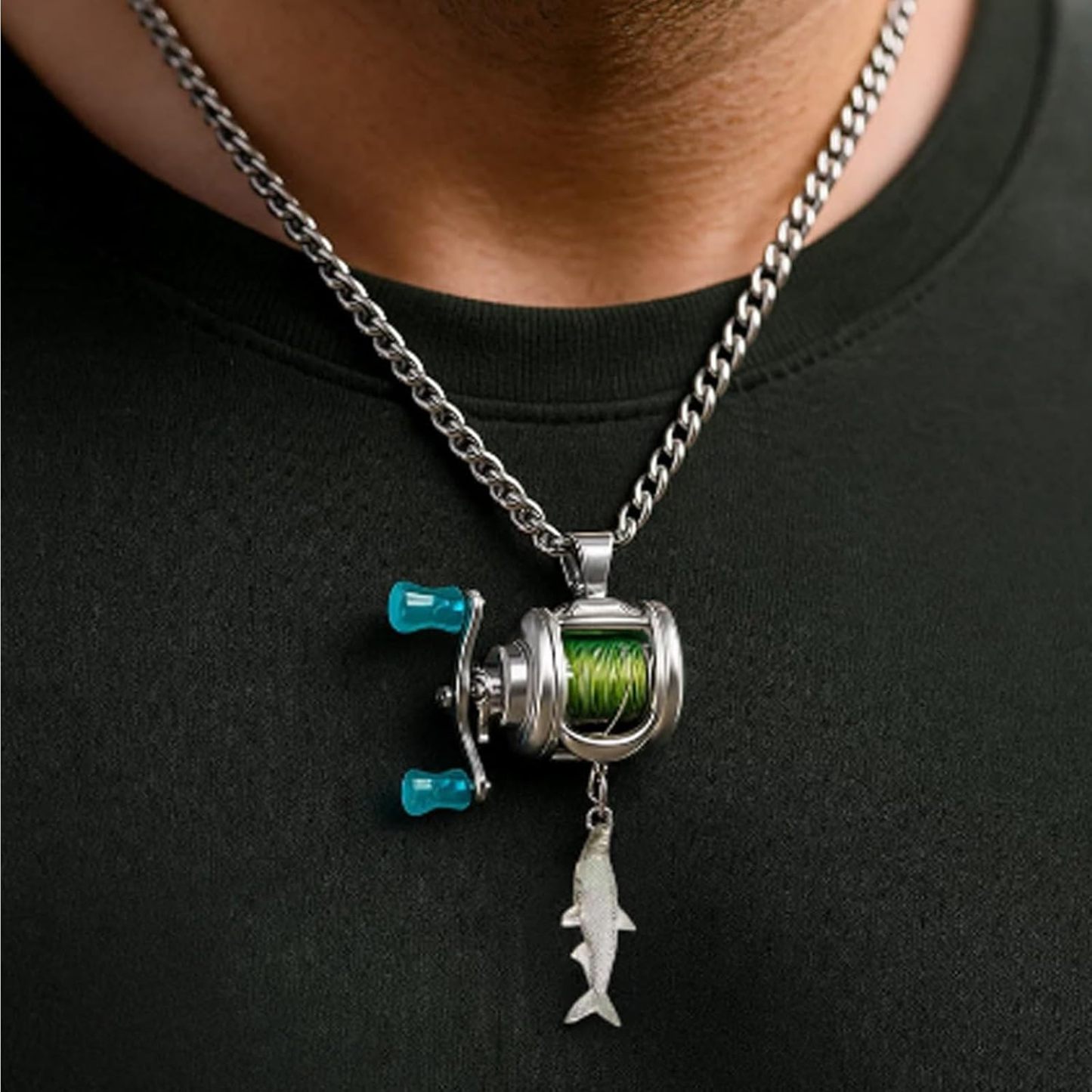 Rotating Mini Fishing Reel Necklace 🎣