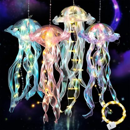 Iridescent Jellyfish LED Hanging Light ✨（4pcs in 1 set） 