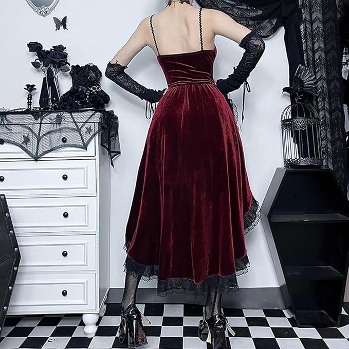 Womens Gothic Velvet Corset Dress