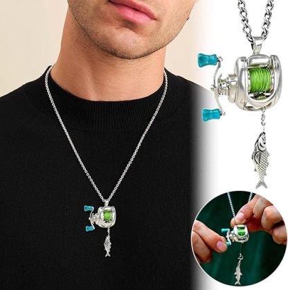 Rotating Mini Fishing Reel Necklace 🎣