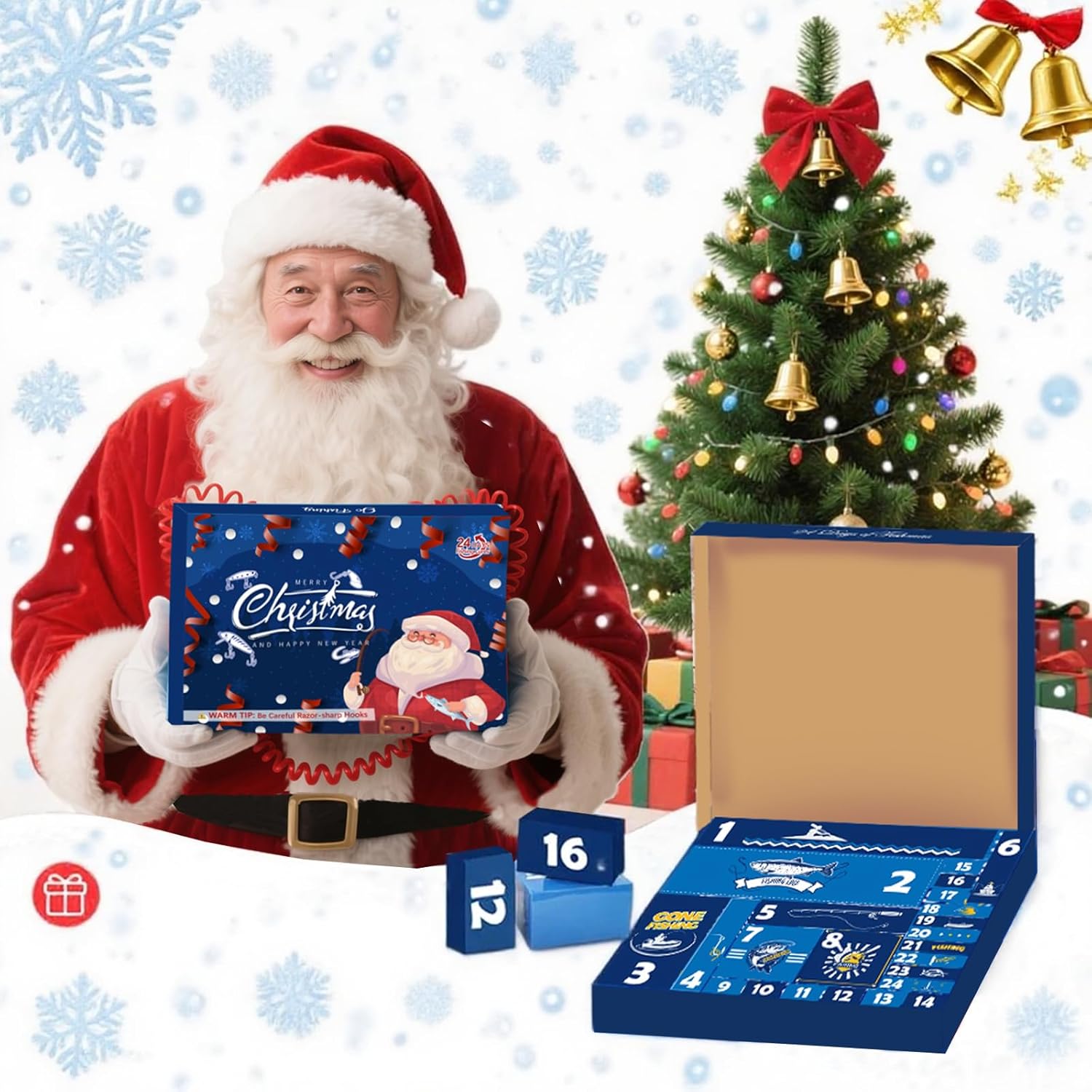 24 Days of Christmas Countdown Calendar Fishing Tools Accessories Kit,