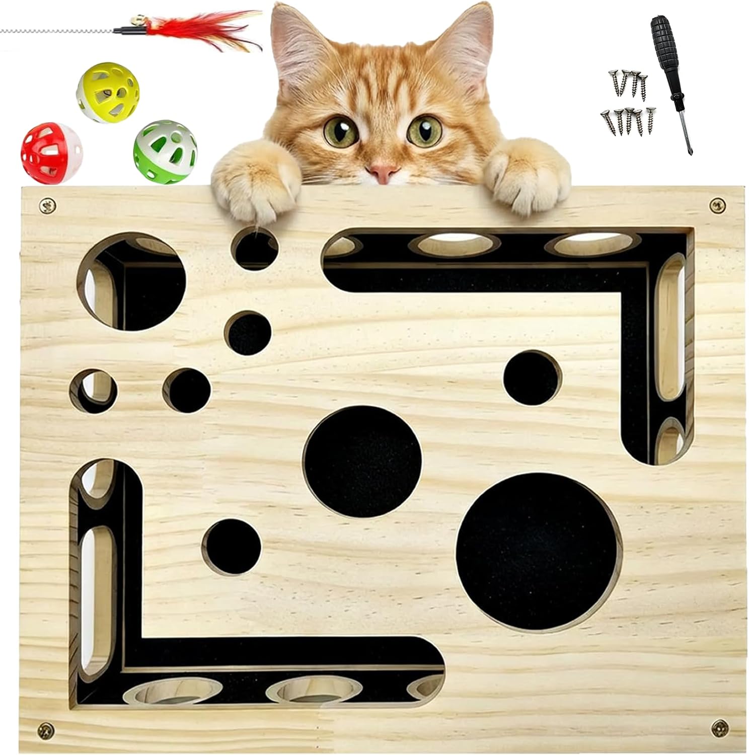 Interactive Cat Scratch Puzzle Box Toy for Indoor Cats