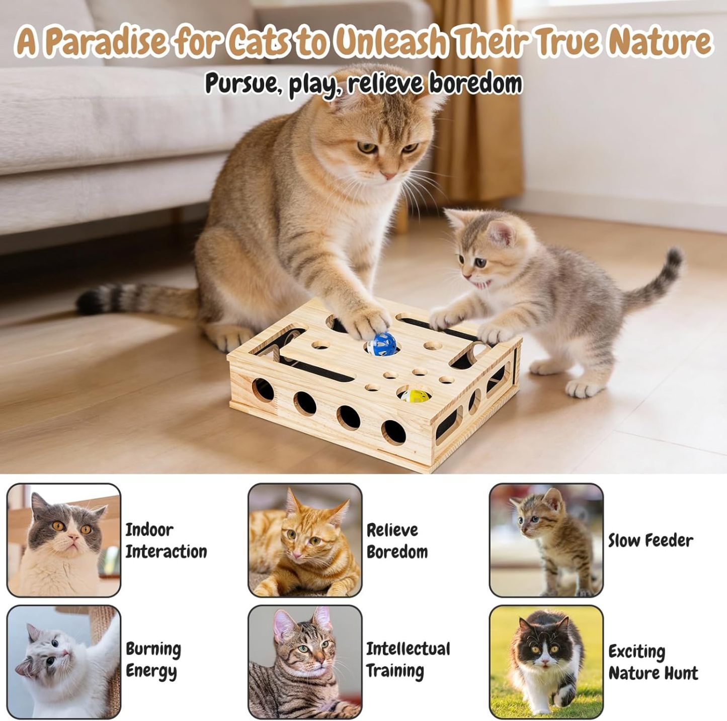 🎁😻✨Cat Scratch Puzzle Enrichment Box: Nail File Stress Free Alternative to Clippers and Grinders