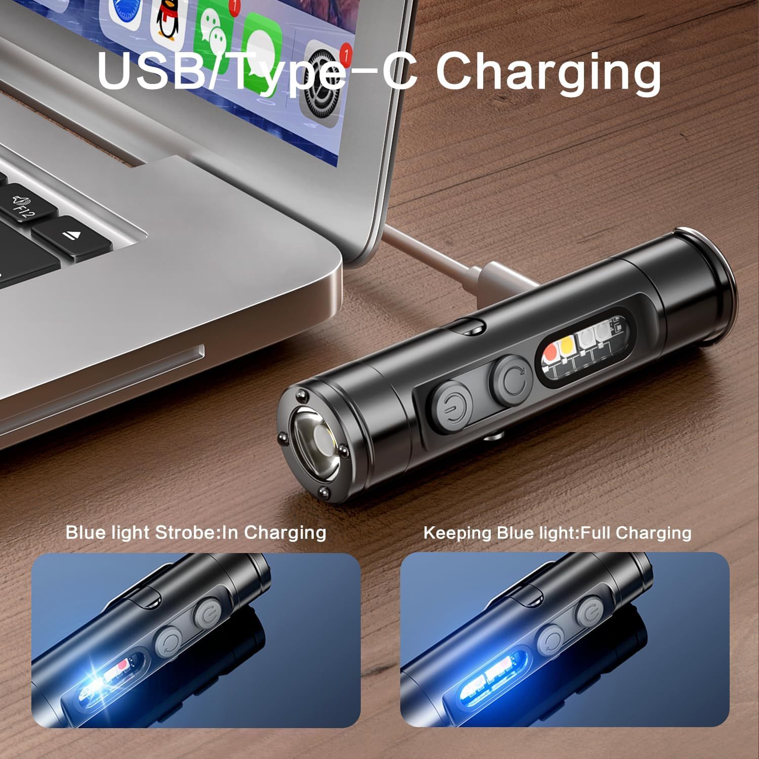 Mini Flashlight with COB Light | 6-in-1 Rechargeable Keychain Torch