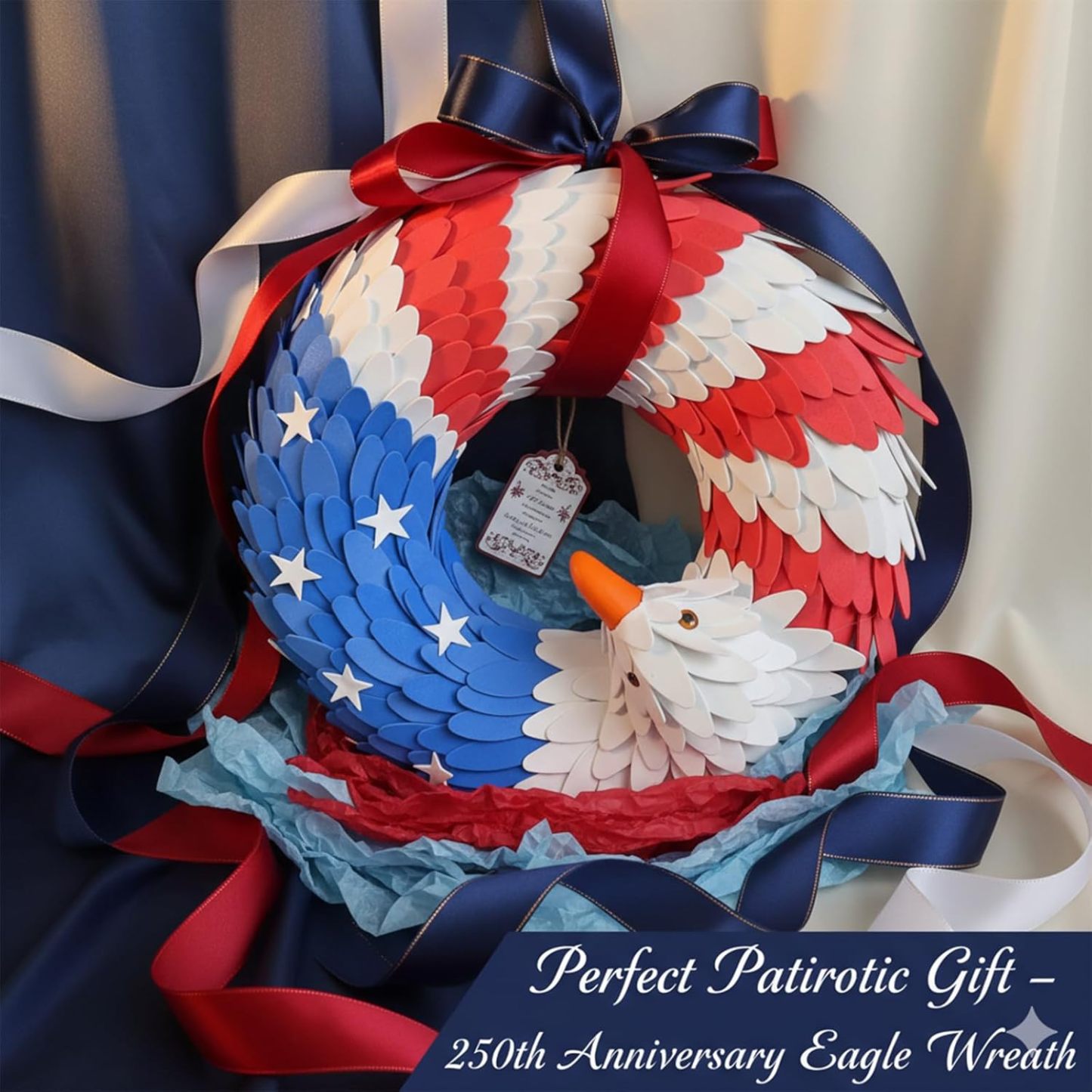 Bald Eagle USA Flag Wreath - 4th of July Decoration