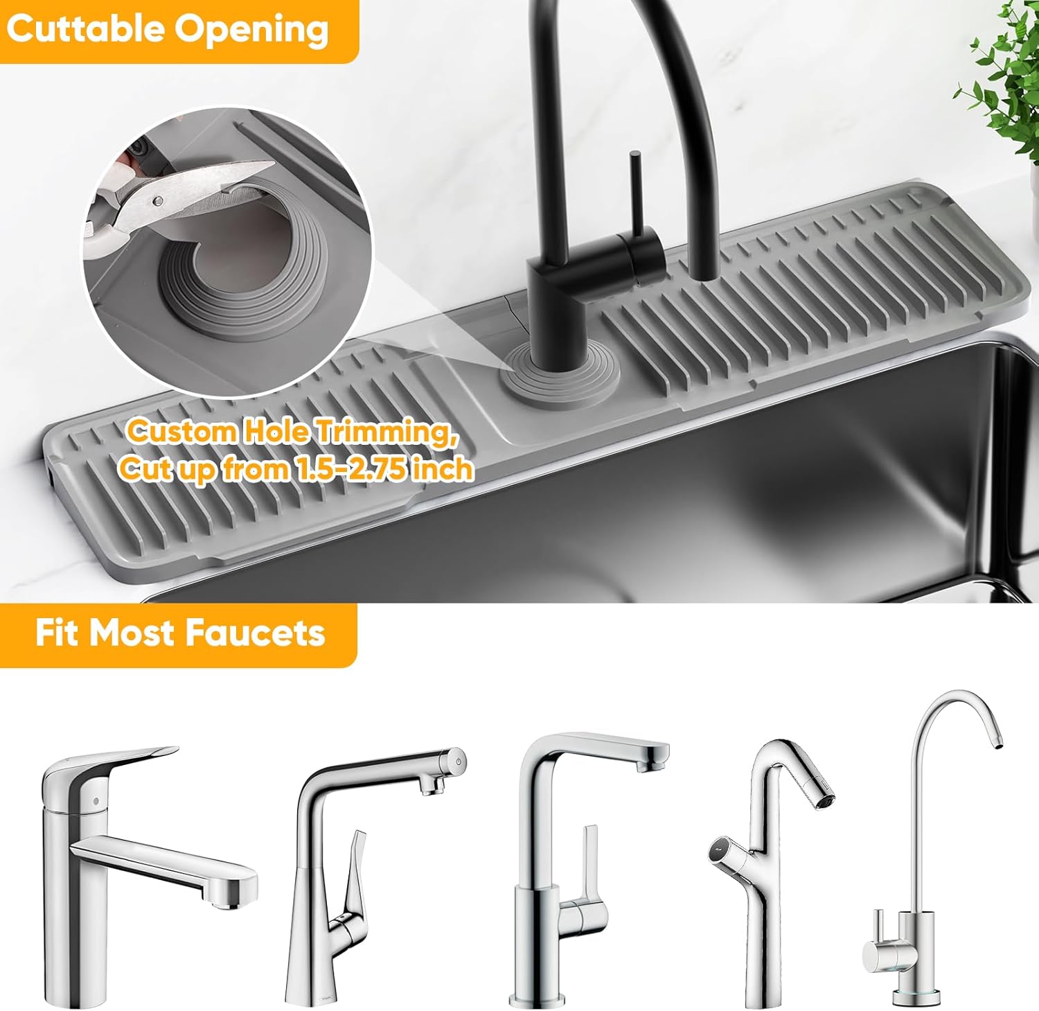 24'' Longer Faucet Mat for Kitchen Sink Splash Guard