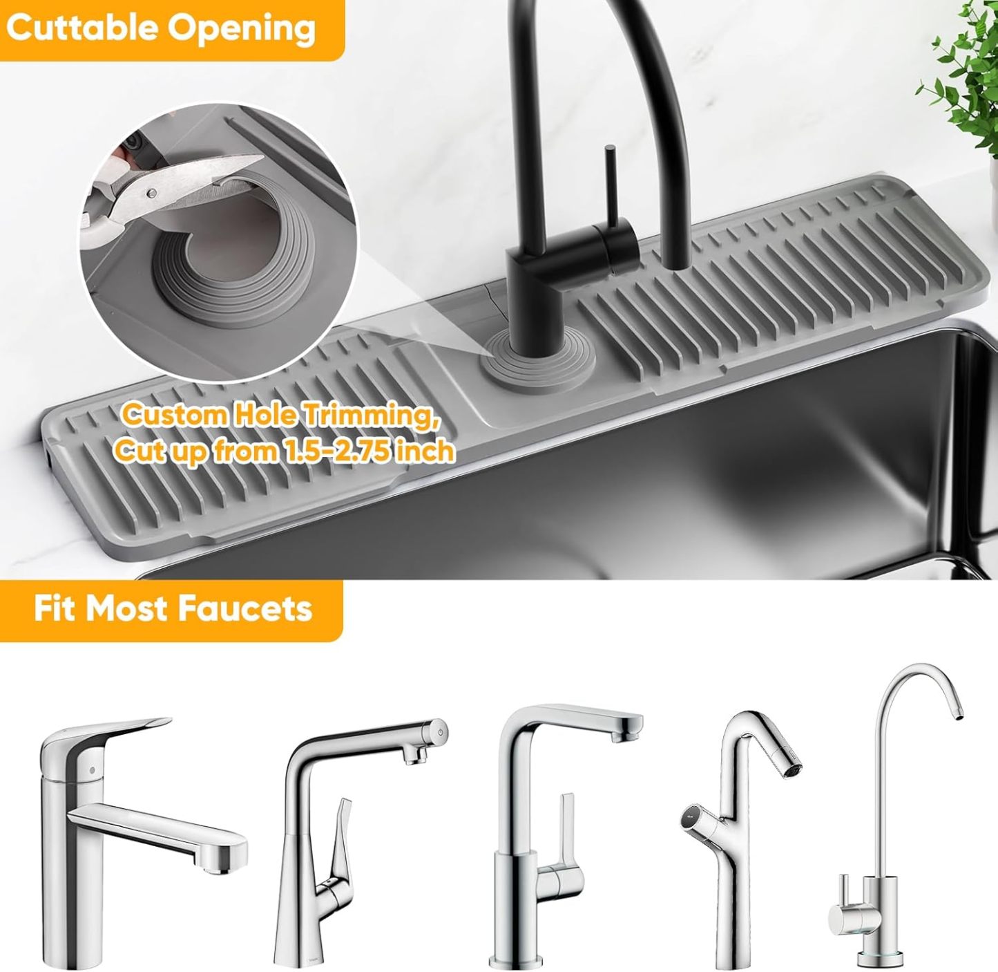 24'' Longer Faucet Mat for Kitchen Sink Splash Guard