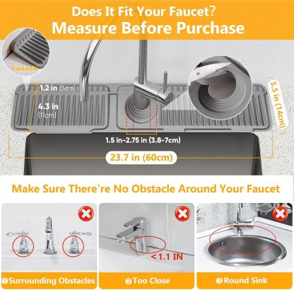 24'' Longer Faucet Mat for Kitchen Sink Splash Guard