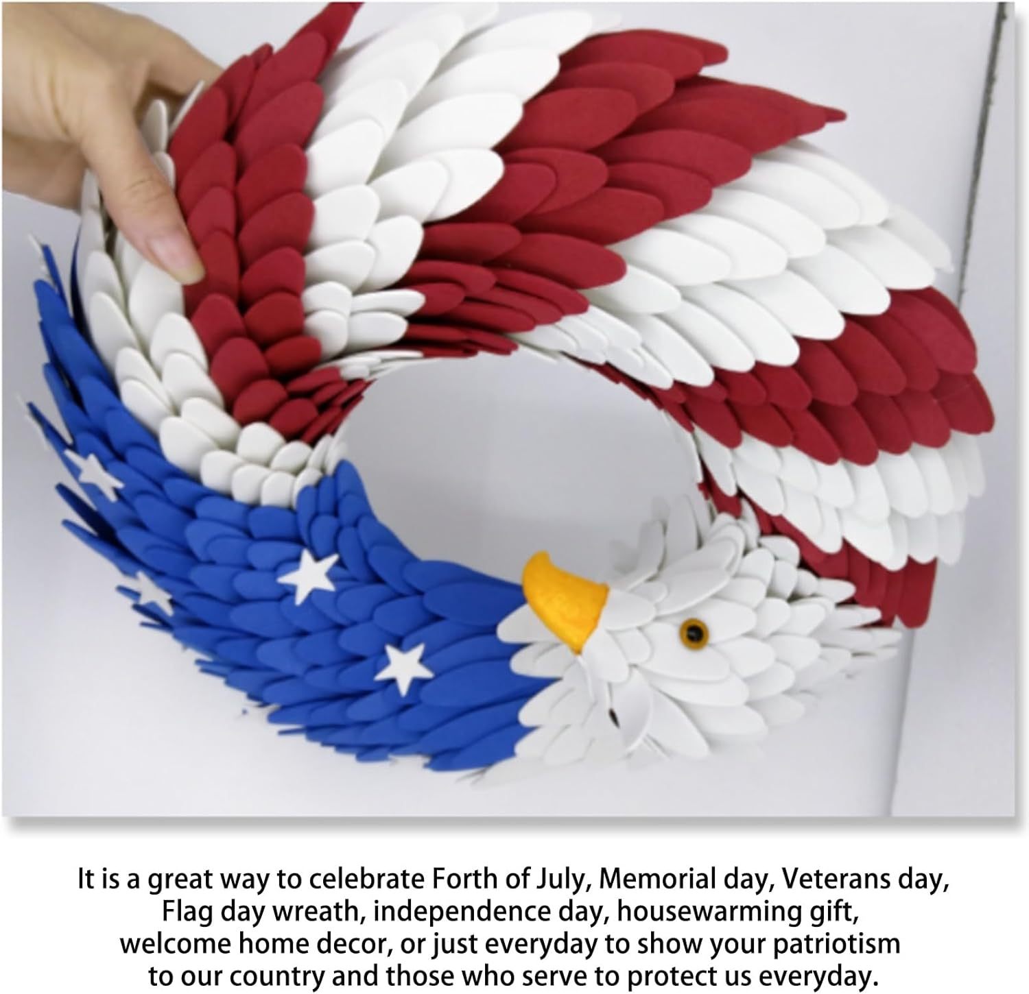 Bald Eagle USA Flag Wreath - 4th of July Decoration