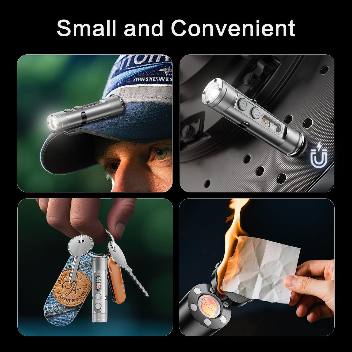 Mini Flashlight with COB Light | 6-in-1 Rechargeable Keychain Torch