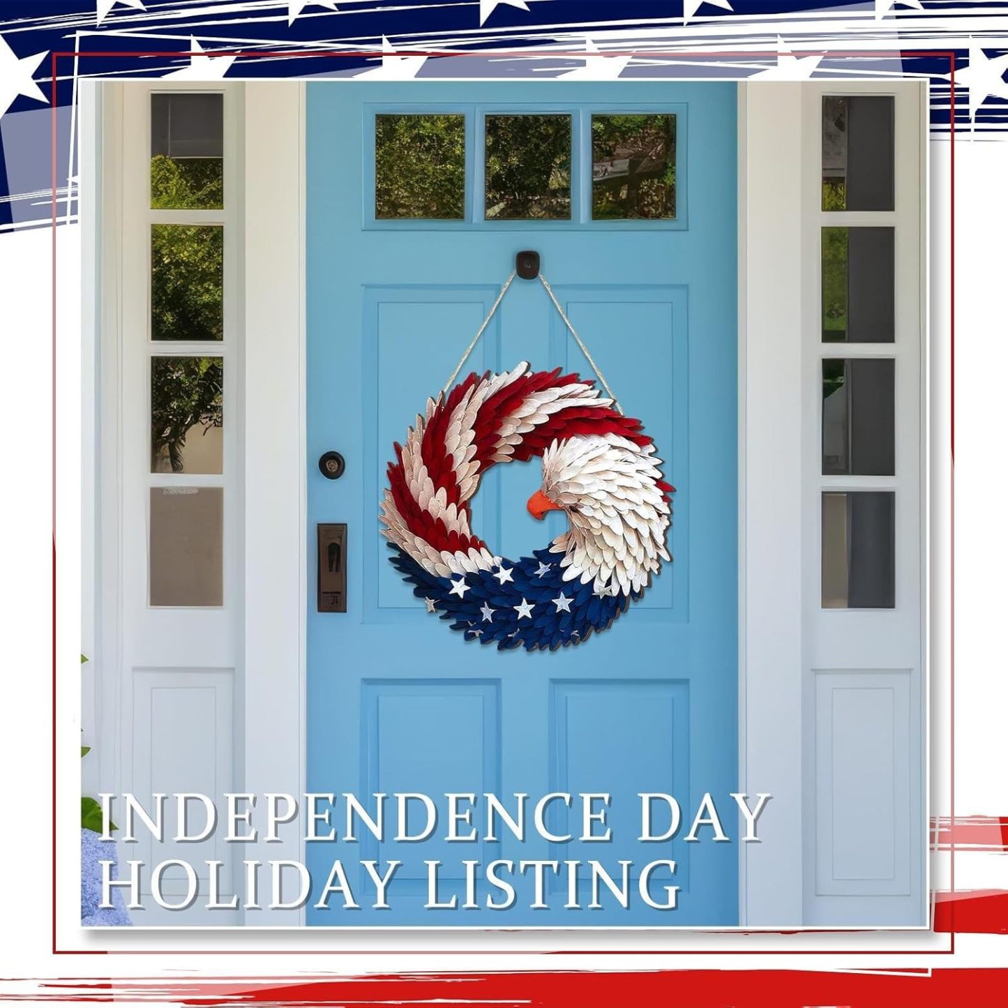 Bald Eagle USA Flag Wreath - 4th of July Decoration