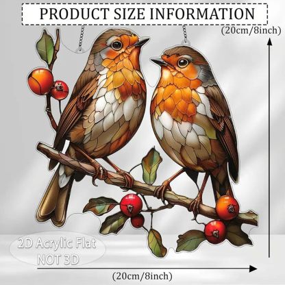 European Robin couple Suncatcher Ornament