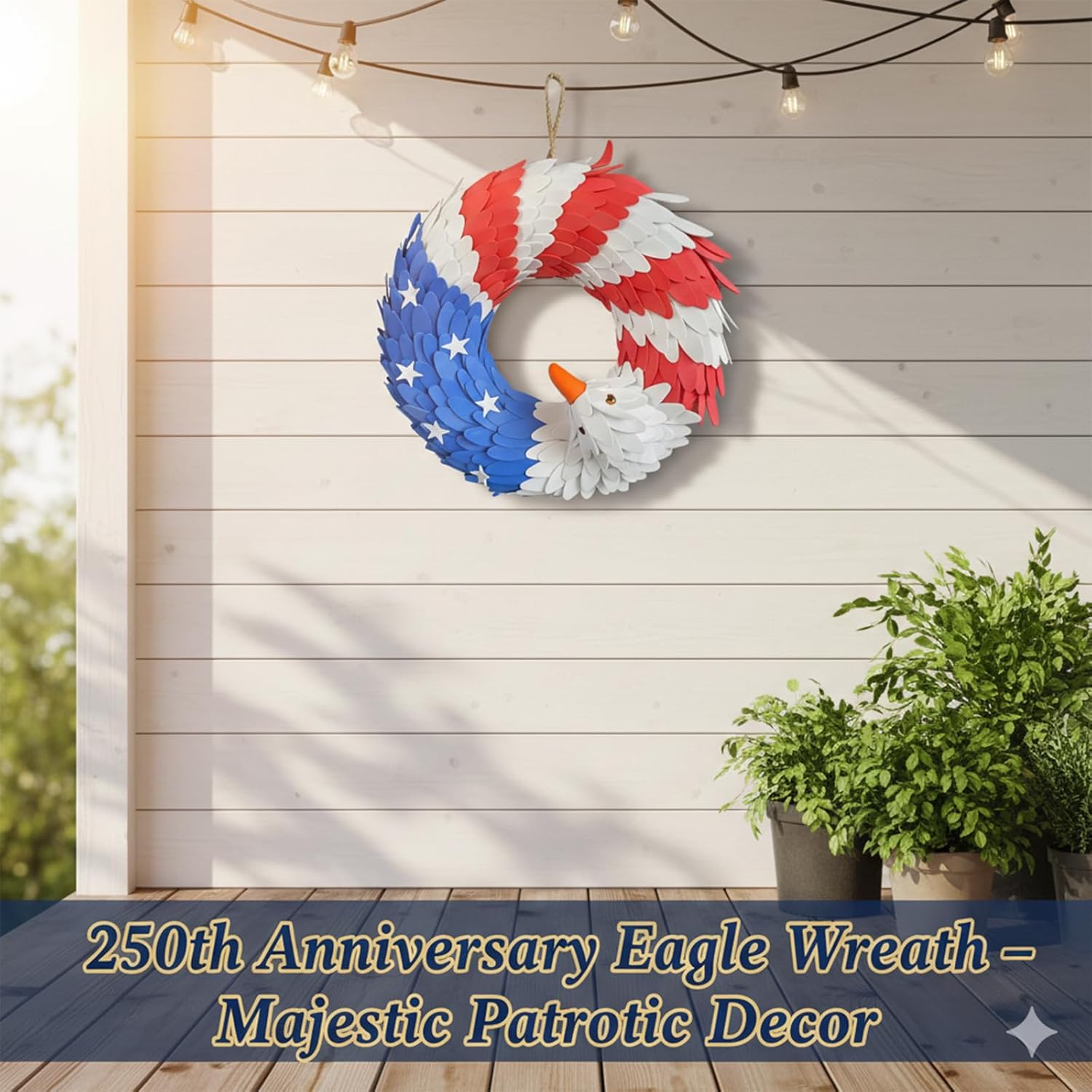 Bald Eagle USA Flag Wreath - 4th of July Decoration