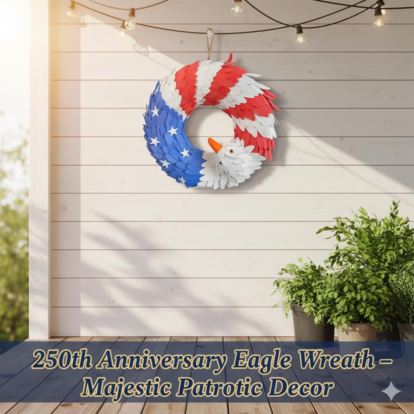 Bald Eagle USA Flag Wreath - 4th of July Decoration