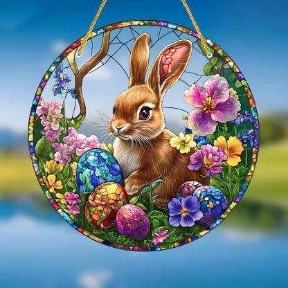 Easter Bunny Floral Suncatcher 
