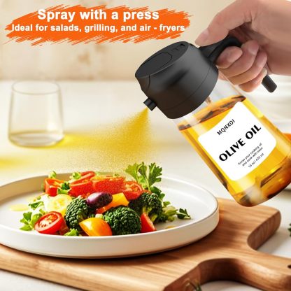2-in-1 Glass Oil Sprayer & Dispenser (16 oz / 470 ml)