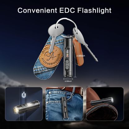 Mini Flashlight with COB Light | 6-in-1 Rechargeable Keychain Torch