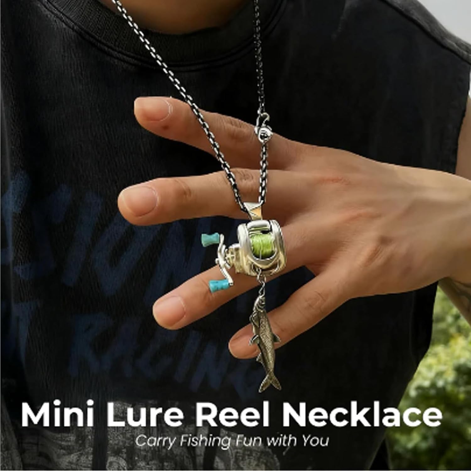 Rotating Mini Fishing Reel Necklace 🎣
