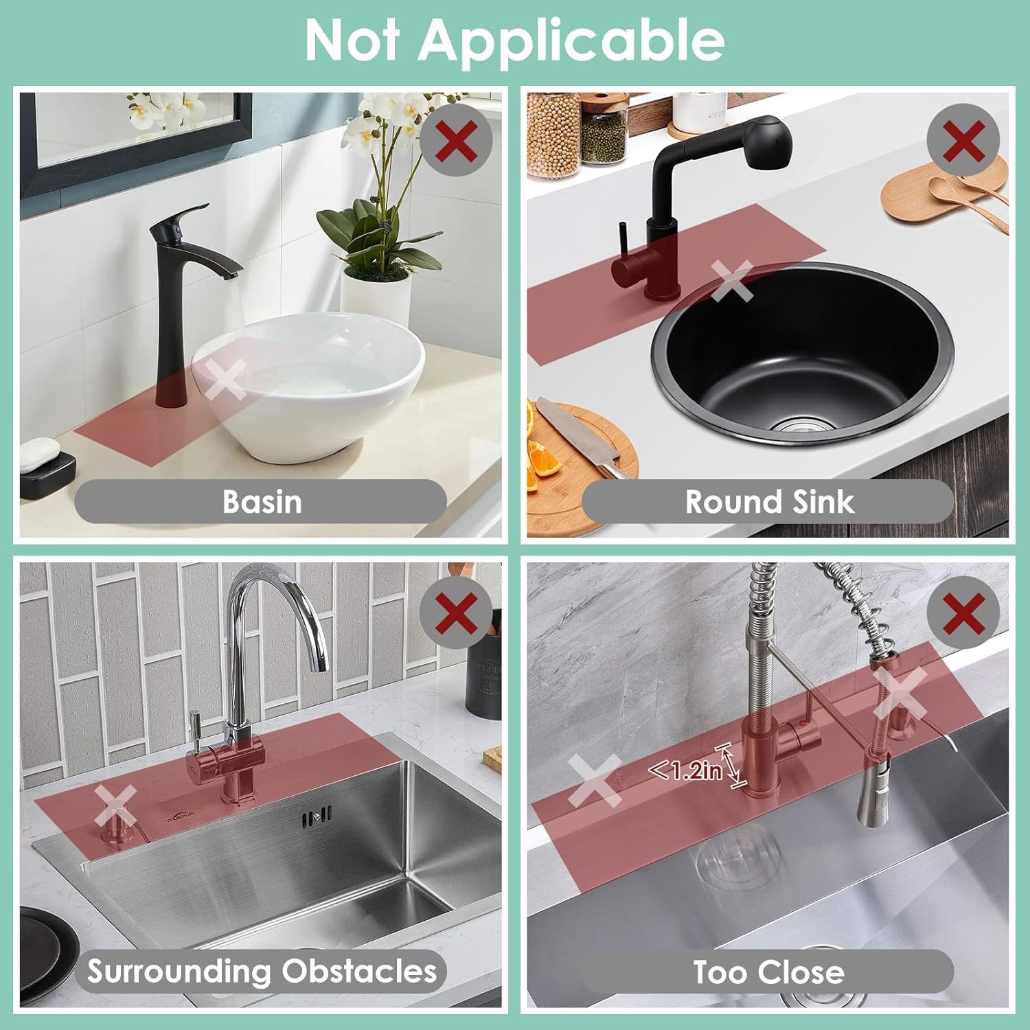 24'' Longer Faucet Mat for Kitchen Sink Splash Guard