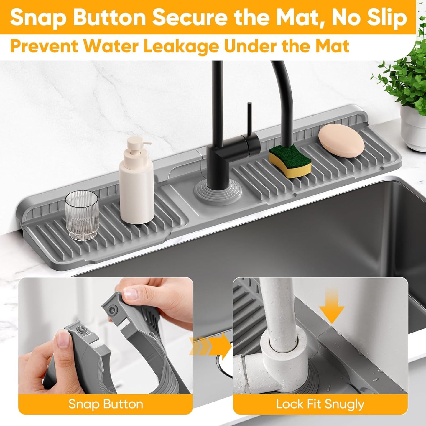 24'' Longer Faucet Mat for Kitchen Sink Splash Guard