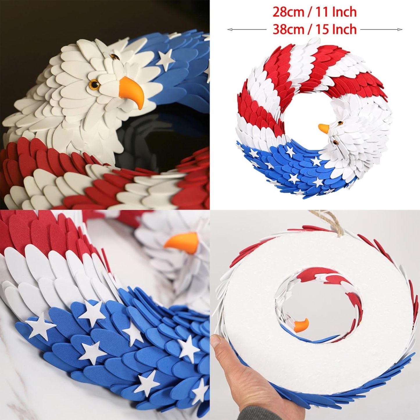 Bald Eagle USA Flag Wreath - 4th of July Decoration