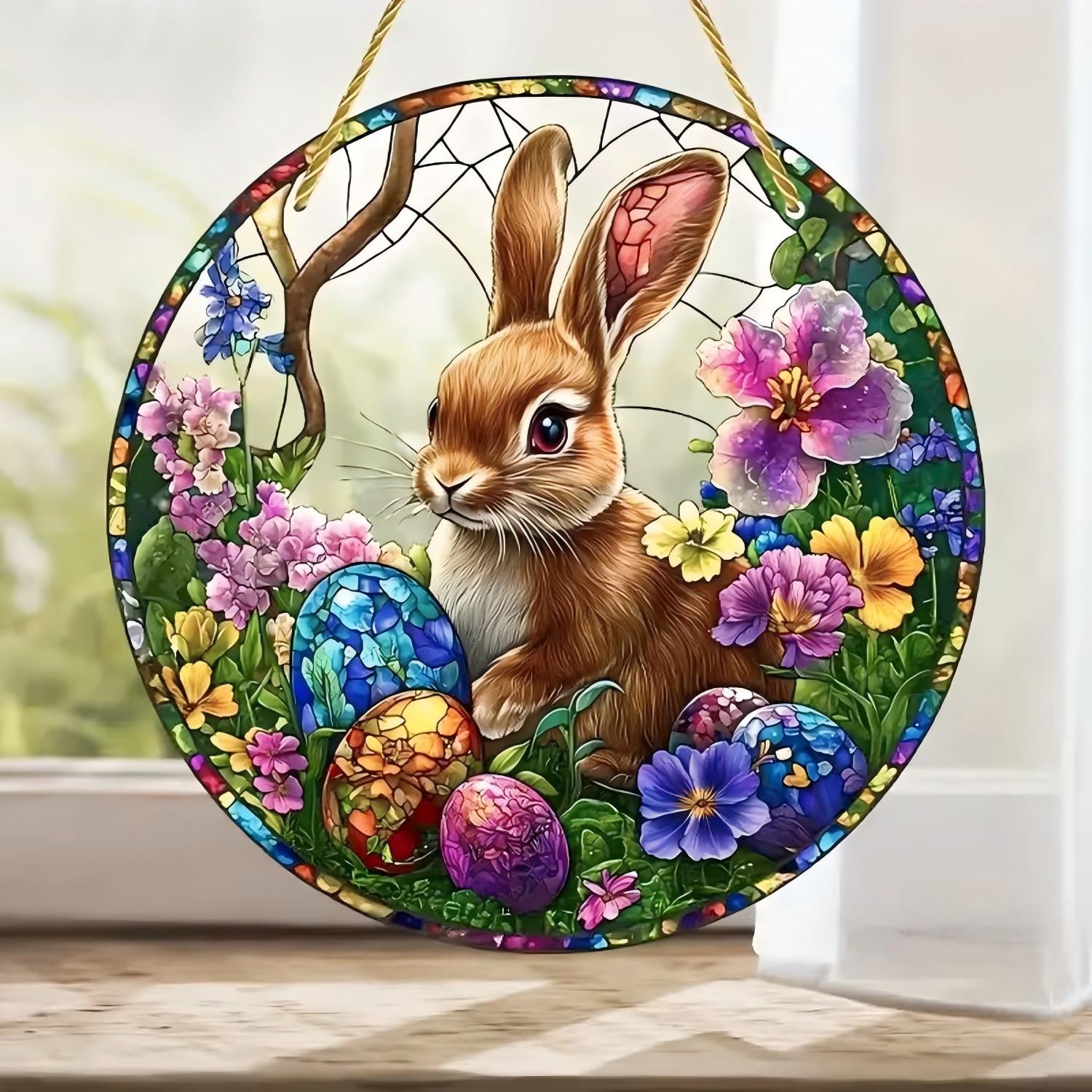 Easter Bunny Floral Suncatcher 