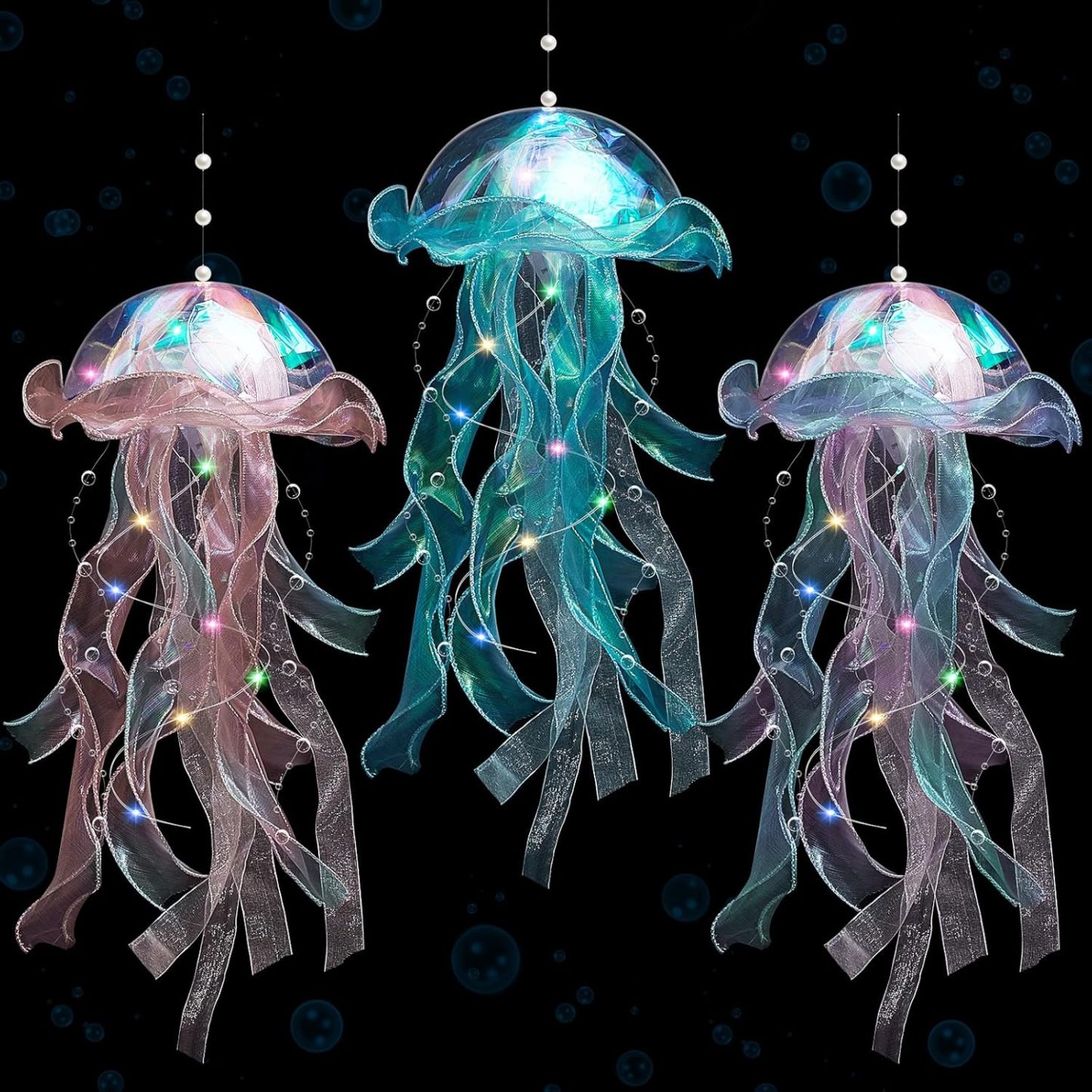 Iridescent Jellyfish LED Hanging Light ✨（4pcs in 1 set） 