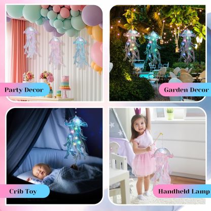 Iridescent Jellyfish LED Hanging Light ✨（4pcs in 1 set） 